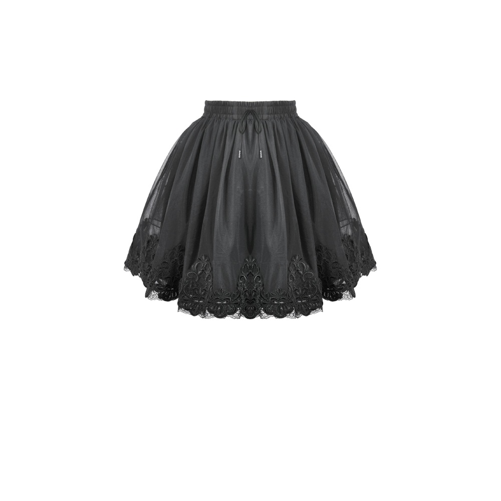 Dark in Love - Allmatch Shadow Rose Embroidered Petticoat - Black